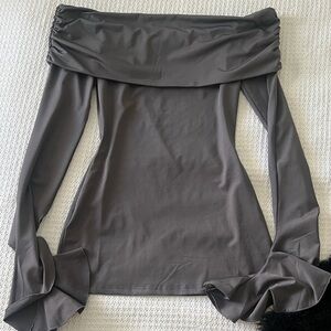 Superdown Charcoal Off-Shoulder Yuka Mini Dress Sz XS